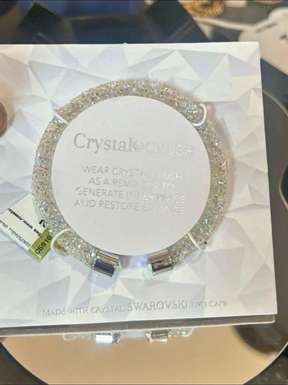 Crystal CRUSH Bracelet with Swarovski End Caps clear crystals AB
